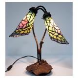 Tiffany Style Peace Lily Table Lamp, 16" High, Powers On
