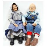 William Wallace Jr. Grandma And Grandpa Porcelain Dolls, Bodies Are Stuffed, Approx 36" Long, With M