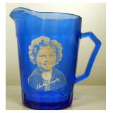 Shirley Temple Blue Cobalt Glass Cup And Pitcher