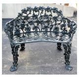 Metal Garden Bench With Floral Design Back, 33" Wide