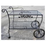 Metal Patio Furniture, Includes Service Cart, 30" Long, Side Table, 24.5" Dia, And 5 Coil Spring Cha