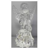 Clear Glass Angel Figurines, Qty 3, And Clear Glass Heart, Total Qty 4