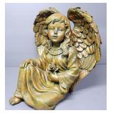 Austin Sculpture Guardian Angel Metal Figurine 12" High And Resin Angel Marked "Heath" 10" High