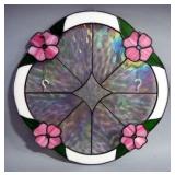 Stained Glass Window Hang With Floral Design, 17" Dia.