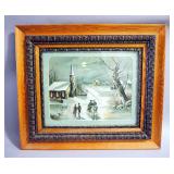 Joseph Hoover "Winter In Wisconsin" Print, Framed, Matted, Under Glass, 30" Wide x 26" High