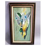 Original Artwork Of Dead Ducks, By Mildred Roberts (1964), Canvas On Board, Framed, 17.5" W x 30" H,