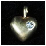 14K Gold Diamond Heart Solitaire Pendant, 3.3 g Total Weight