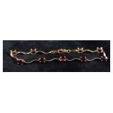 10K Yellow Gold Ladies Garnet Bracelet, 7" Long, 4.5 g Total Weight