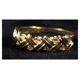 14K Gold Diamond Zig-Zag Band Ring, Size 8-1/2, 3.3 g Total Weight
