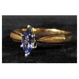 14K Gold Marquise Amethyst Solitaire Ring, Size 6, 3.2 g Total Weight
