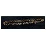 10K White And Yellow Gold Diamond Tennis Bracelet, 7.5" Long, 5.2 g Total Weight
