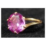 10K Gold Lab Created Color Change Sapphire Ring, Size 4-3/4, 3.4 g Total Weight, Mark Not Evident