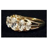 14K 5-Stone Oval Cubic Zirconia Ladies Row Ring, Size 7, 3.2 g Total Weight