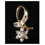 10K Gold Diamond Flower Pendant, .9 g Total Weight