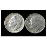 Roosevelt Dimes, Approx Qty 50, Pre 1964, Various Years