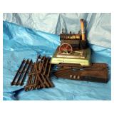 Fleischmann Stationary Steam Engine 35/2 And Electric Metal Train Track Components Including Transfo