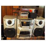 Panasonic Stereo System Model SA-AK66, Five CD Disc Changer, AM/FM Speakers QTY. 2 And CD Assortment