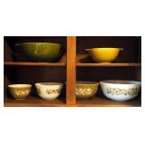 Vintage 1970s Pyrex Nesting Bowl Set Spring Bloom Pattern QTY. 4 And Salad Bowl Set QTY. 2
