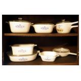 Corning Ware Corn Flower Blue Casserole Dishes, Some With Lids QTY. 9