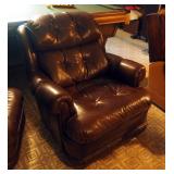 Mastercraft Leather Comfo Button Tufted Easy Chair With Matching Stool 76" x 37" x 32"