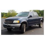 2002 Ford F-150 4 Door Cab Super Crew XLT FX4 Off Road 4WD Pickup Truck, Triton V8, 5.4L, 137,889, V