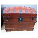Vintage Camel Back Trunk With Hinged Lid And Lock, No Key , 26" High x 34.5" Wide x 21" Deep