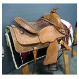Leega 16" Western Saddle With Weaver Leather Cinch, Includes Saddle Pad, Bridle, Reins And Stand