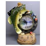 DWK Limited Edition Handpainted Resin Table Clock With Fish Catching A Man Design