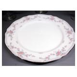 Noritake China Oakmont Pattern Dinner Plates, Qty 4, And Glasses With Rose Pattern And Gold Toned Ri