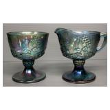 Carnival Glass Candy Dish, Sugar, Creamer And Butter Dish