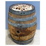 Wood Barrel, 24" High x 18" Diameter, Hoops Loose, With Wine Cork Collection