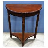 Entry Table With Half Circle Etched Top And Lower Shelf, 31" High x 24" Wide x  12" Deep