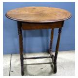 Single Drawer Oval Top End Table, 30" High x 29" High x 20" Deep