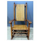 Wicker Rocking Chair With Woven Seat And Back, 42.5" High