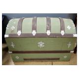 Vintage Camelback Trunk With Hinged Lid And Padlock Hinge, No Lock Or Side Handles , 22" High x 34" 