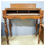 Flip Top Secretary Desk With Storage Cubbies and Pull Out Platform, 31" High x 32" Wide x 17.5" Deep