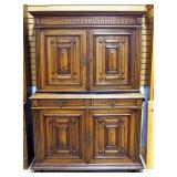 3-Piece China Cabinet With 2 Adjustable Shelf Upper Compartment, Single Shelf Lower Compartment And 