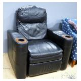 Pleather Extra Wide Recliner With Cup Holders In Each Arm, 37" High
