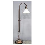 Adjustable Floor Lamp With Smoke Style Shade, Uses Self-Ballasted Bulb, See Photos, Adjusts 42"-68" 