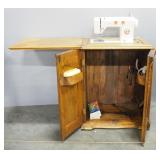 Montgomery Ward Sewing Machine Model UHT J1273, Powers On, In Sewing Machine Cabinet, And More,  30"