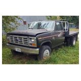 1985 Ford F250 4X4 Pick Up Truck With Flat Dump Bed VIN# 1FTHF26L7FK814959, Miles Showing On Odomete