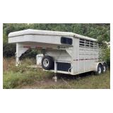 2002 Circle D Goose Neck Slant Load Stock Trailer With Changing /Tack Room, Stall Dividers And Rubbe