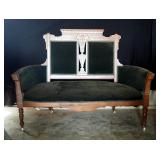 Antique Victorian Eastlake 7 Piece Parlor Set Including Settee, Rocker, Captains Chair With Footstoo