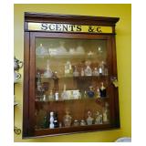 Antique Solid Wood Medicine Case With Glass Shelves, 37in x 30.5in x 6in