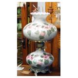 Antique Hand Painted Gone With The Wind Hurricane Lamp, 27in Tall