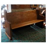 Antique Solid Oak Church Pew, 40in x 70in x 22in