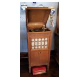 Antique Oak Edison Sheraton Style Disc Phonograph, Model S10, Includes Vintage Record Collection, 43
