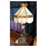 Decorative Cast Metal Table Lamp With Glass Shade, 25in