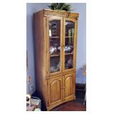 Oak 4 Door Curio Cabinet With 2 Adjustable Shelves, 76in x 30.25in x 21 in
