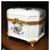 Hand Painted Porcelain Footed Tea Box, Spicer Studio Porcelain Cream and Sugar, Bavarian Antique Cho